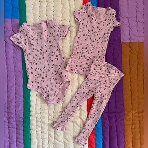 3-Piece Lovely Littles Matching Set – Ribbed Floral